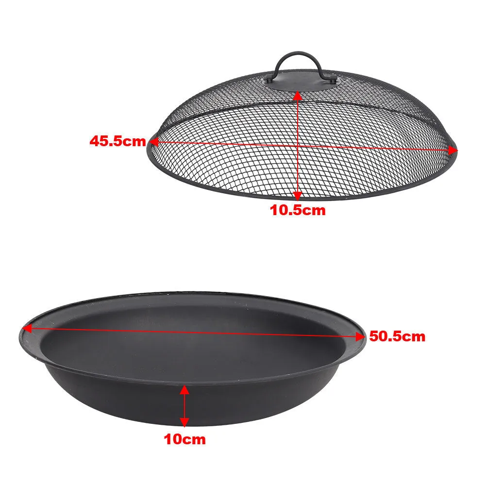 3 In 1 Garden bbq Fire Pit Wood Burning Round Mosaic Ceramic Table Top Outdoor Space Heater