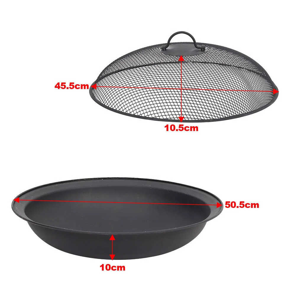 3 In 1 Garden bbq Fire Pit Wood Burning Round Mosaic Ceramic Table Top Outdoor Space Heater