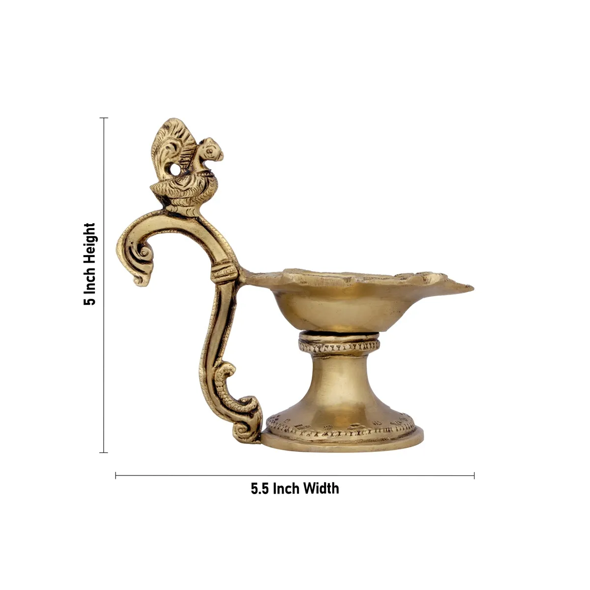 Agal Vilakku with Handle - 5 x 5.5 Inches | Antique Brass Lamp/ Brass Vilakku/ Deep for Pooja/ 600 Gms Approx