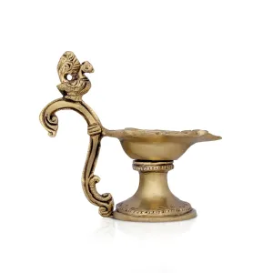 Agal Vilakku with Handle - 5 x 5.5 Inches | Antique Brass Lamp/ Brass Vilakku/ Deep for Pooja/ 600 Gms Approx