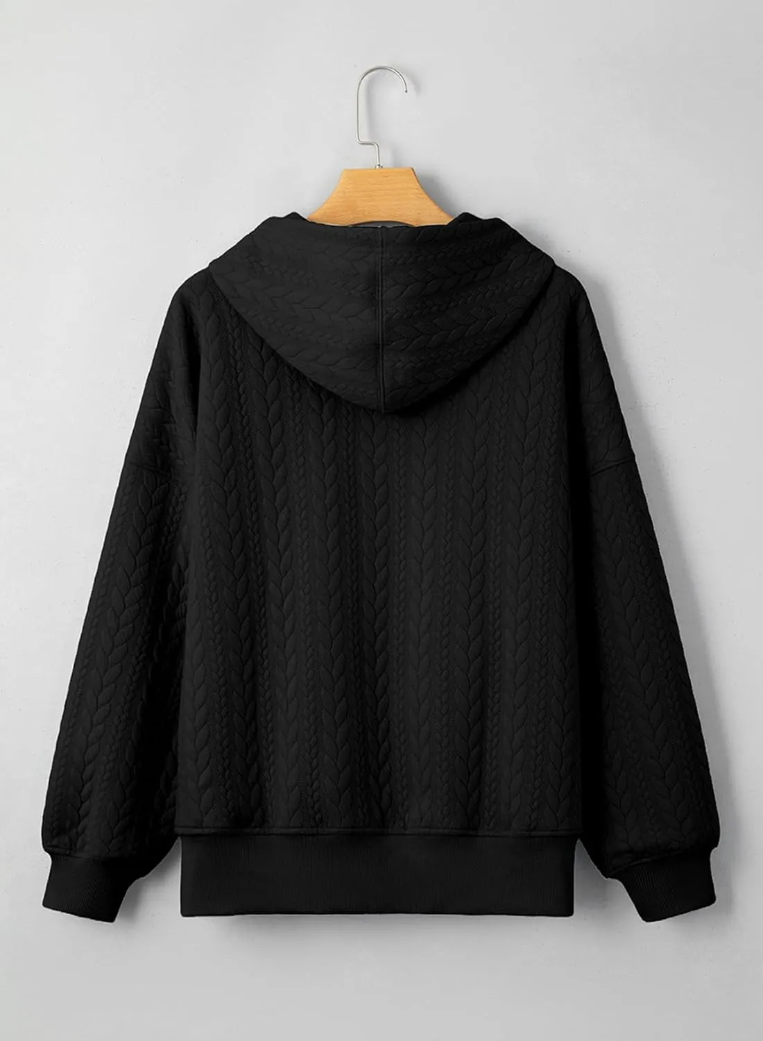 AlvaQ Womens Oversized Hoodies Fall Winter Casual Quilted Long Sleeve Drawstring Hooded Pocketed Sweatshirts Pullover Top