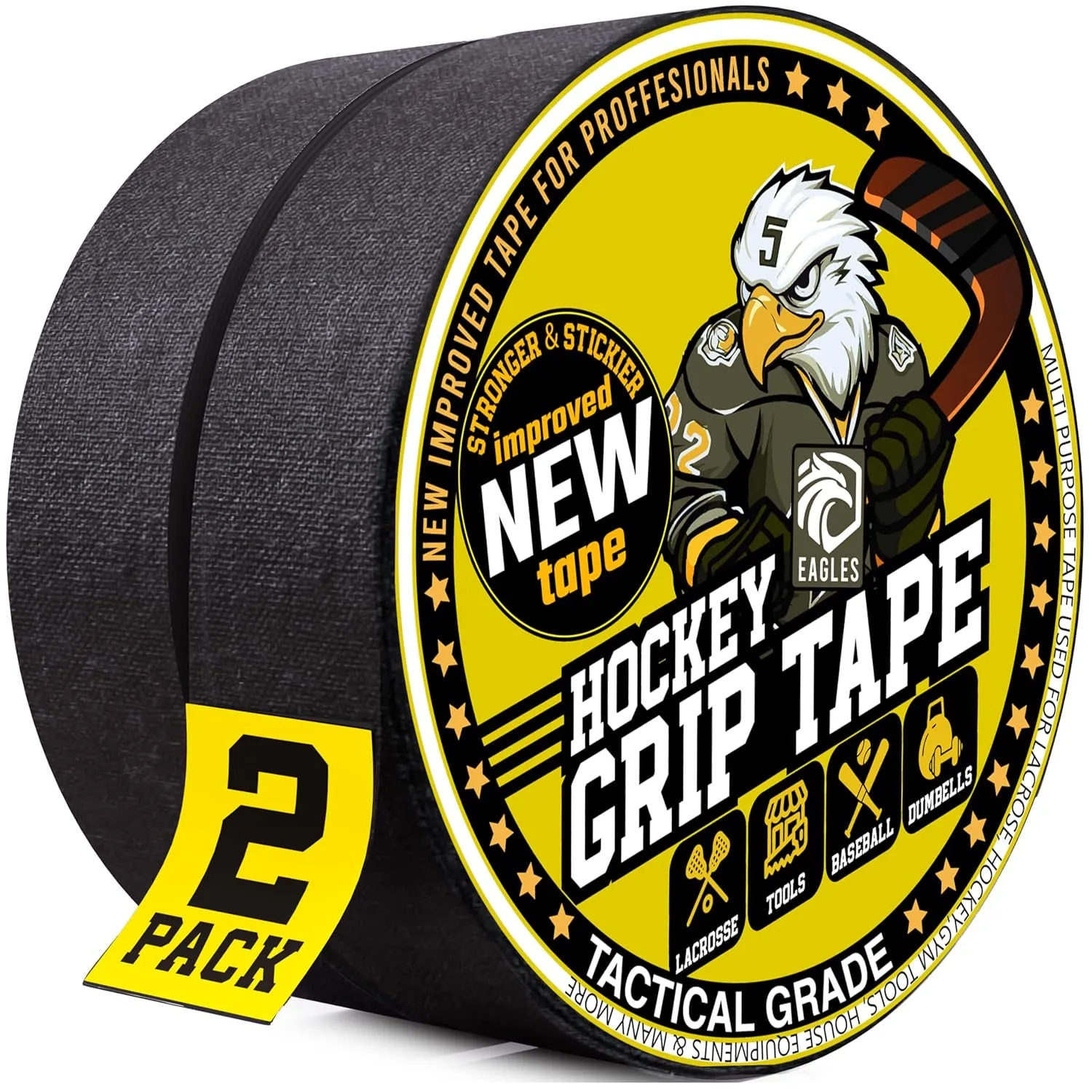 EAGLES Hockey Tape Multipurpose Cloth Tape 60 Feet/Roll for Lacrosse Baseball & Softball Bats, Pullup Bars, Sports Gift Perfect for Wrist, Ankle, Foot, Gymnastics Bar Tape, Fde Grip Tape