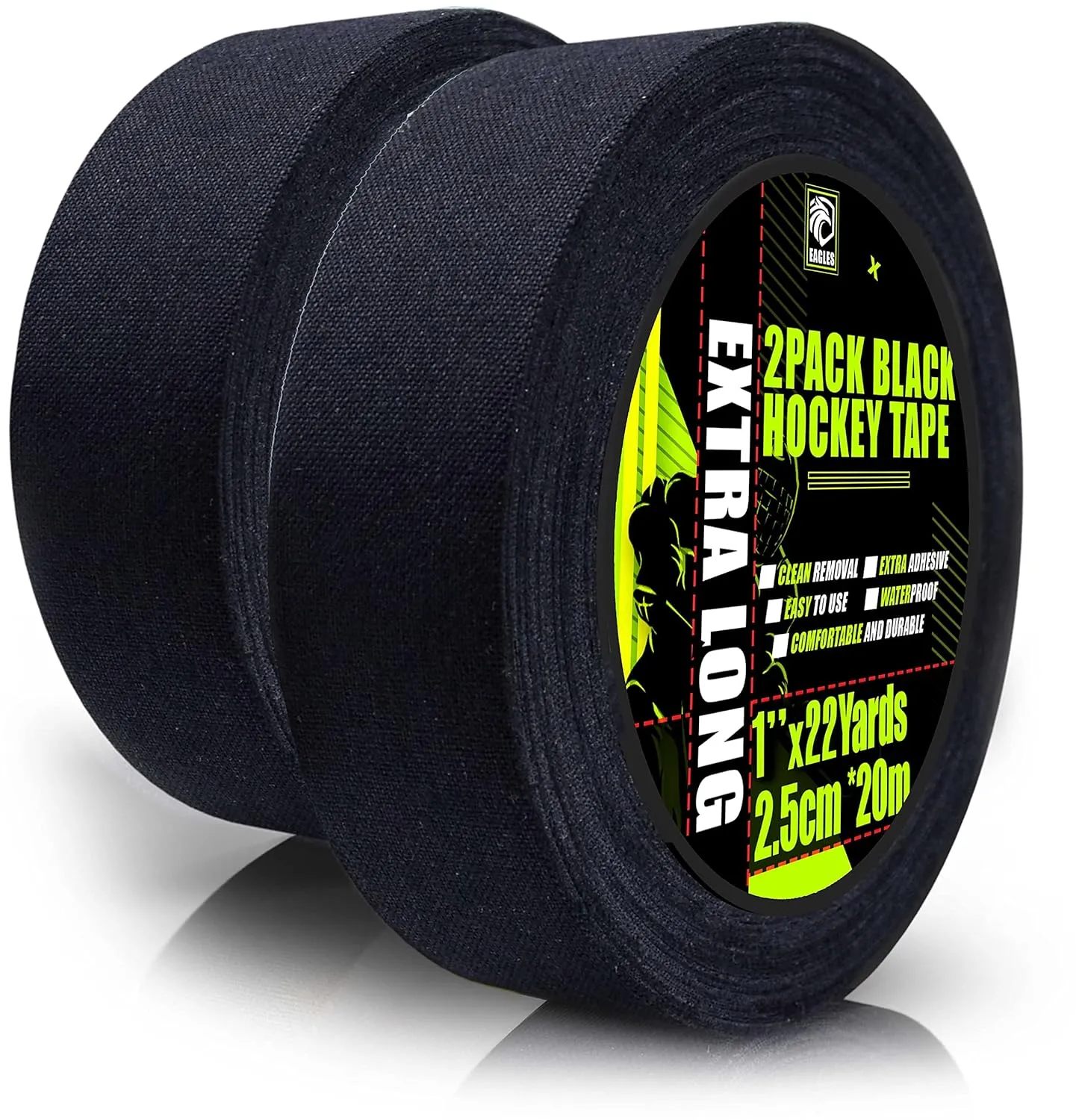 EAGLES Hockey Tape Multipurpose Cloth Tape 60 Feet/Roll for Lacrosse Baseball & Softball Bats, Pullup Bars, Sports Gift Perfect for Wrist, Ankle, Foot, Gymnastics Bar Tape, Fde Grip Tape