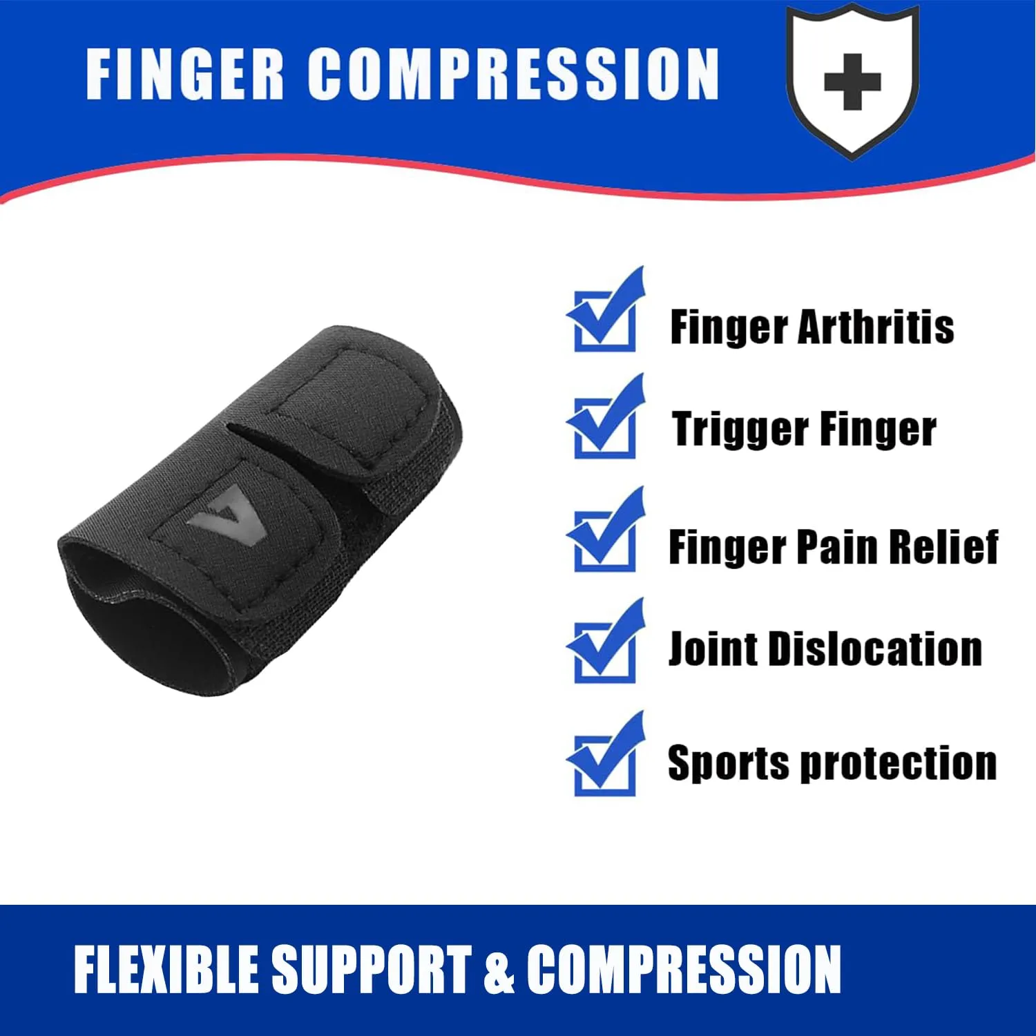 Elastic Finger Sleeves Finger Splint Support Thumb Brace Protector Relieve Pain for Arthritis, Triggger Finger, Reusable Finger Tapes for Basketball, Tennis, Baseball, Volleyball, Badminton - M
