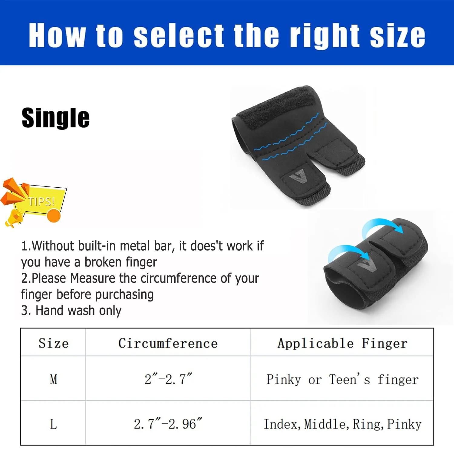 Elastic Finger Sleeves Finger Splint Support Thumb Brace Protector Relieve Pain for Arthritis, Triggger Finger, Reusable Finger Tapes for Basketball, Tennis, Baseball, Volleyball, Badminton - M