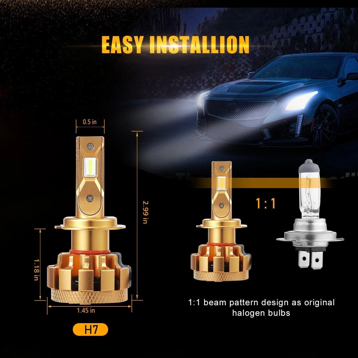 For 2015-2020 VOLKSWAGEN TRANSPORTER T6 (VAN TWIN HEADLAMP) LED High Low Beam F-16 Plus Series Automotive Grade 14000LM