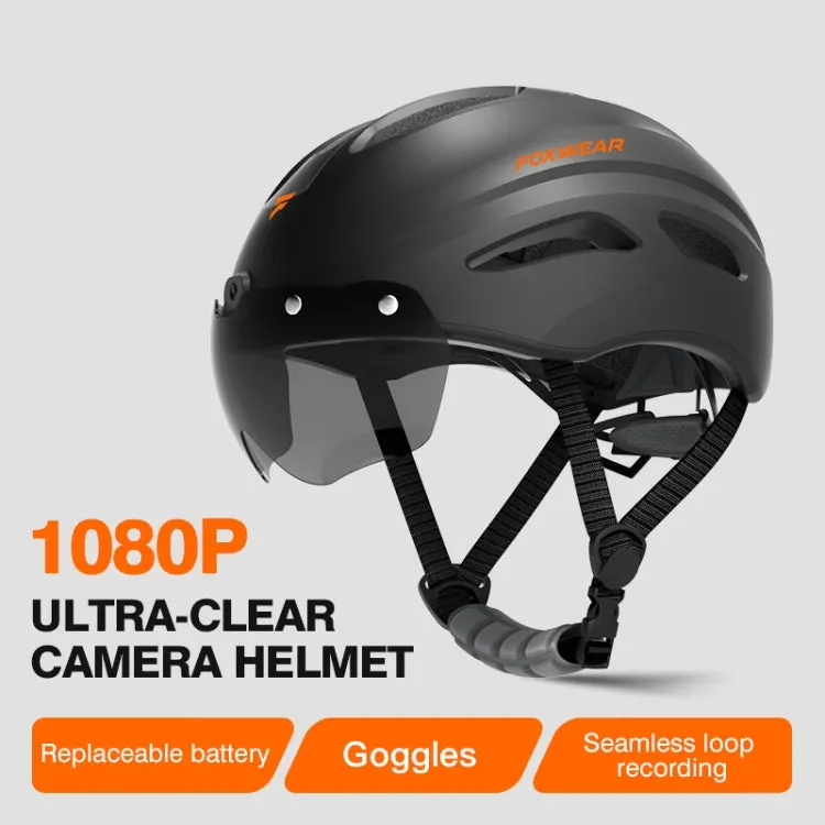 Foxwear V8S 1080P HD Video Recorder Cycling Smart Helmet, Size: 54-58cm(Black)