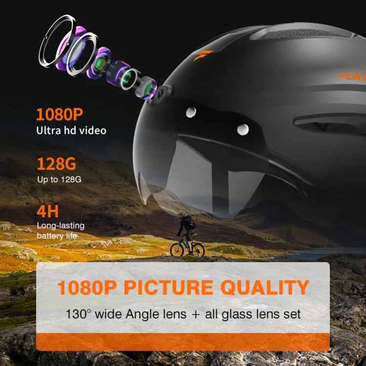 Foxwear V8S 1080P HD Video Recorder Cycling Smart Helmet, Size: 54-58cm(Black)
