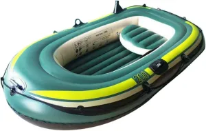 Green Inflatable Canoe, Green Inflatable Fishing Boat Heavy Duty Easy to Fold Convenient Storage for Sea