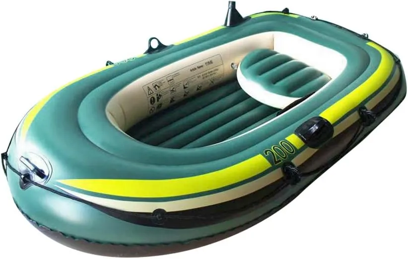 Green Inflatable Canoe, Green Inflatable Fishing Boat Heavy Duty Easy to Fold Convenient Storage for Sea