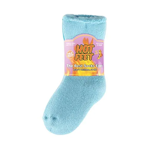 Hot Feet Toddler Girls 5pk Crew Thermal Socks w/Soft Thick Brushing Inside