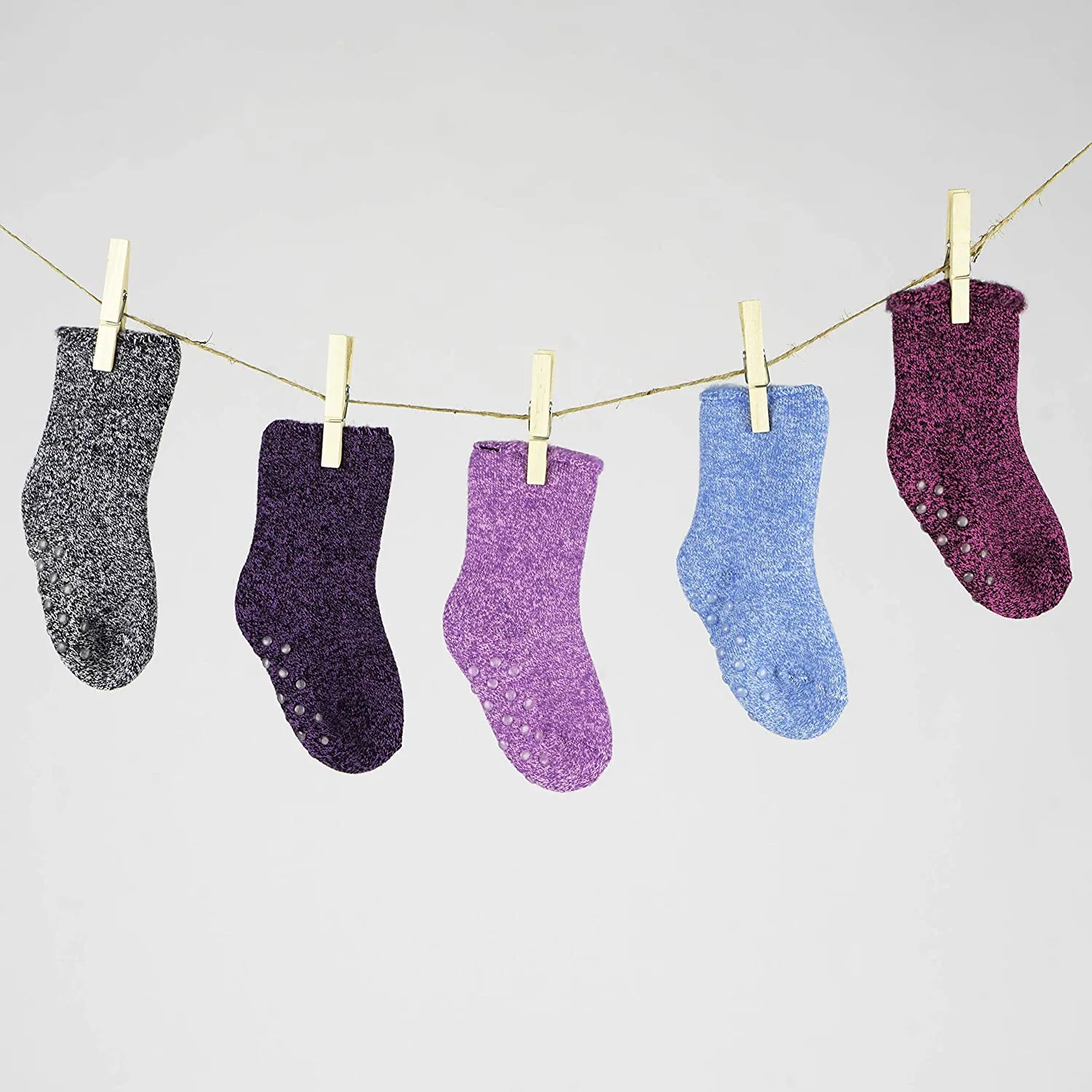 Hot Feet Toddler Girls 5pk Crew Thermal Socks w/Soft Thick Brushing Inside