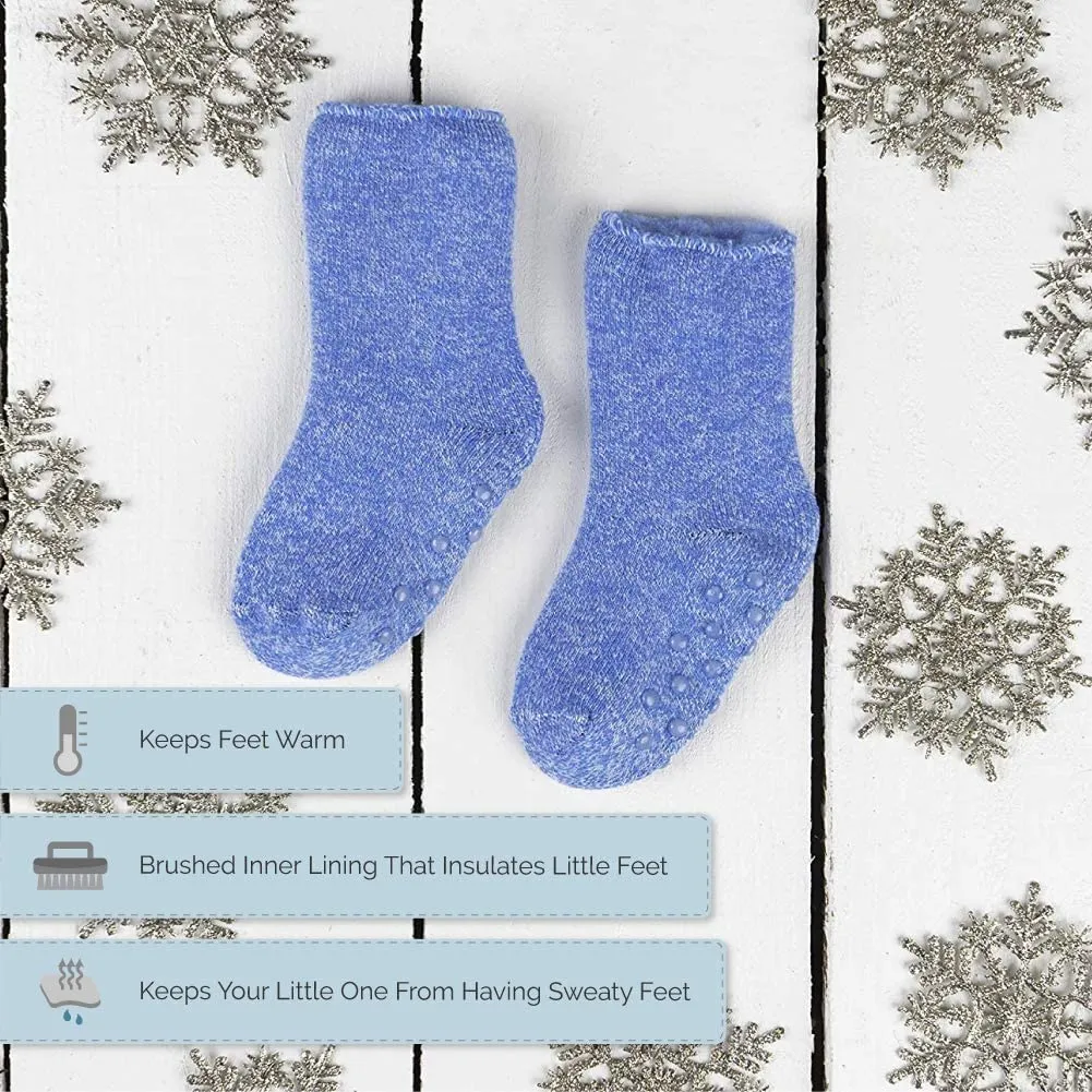 Hot Feet Toddler Girls 5pk Crew Thermal Socks w/Soft Thick Brushing Inside