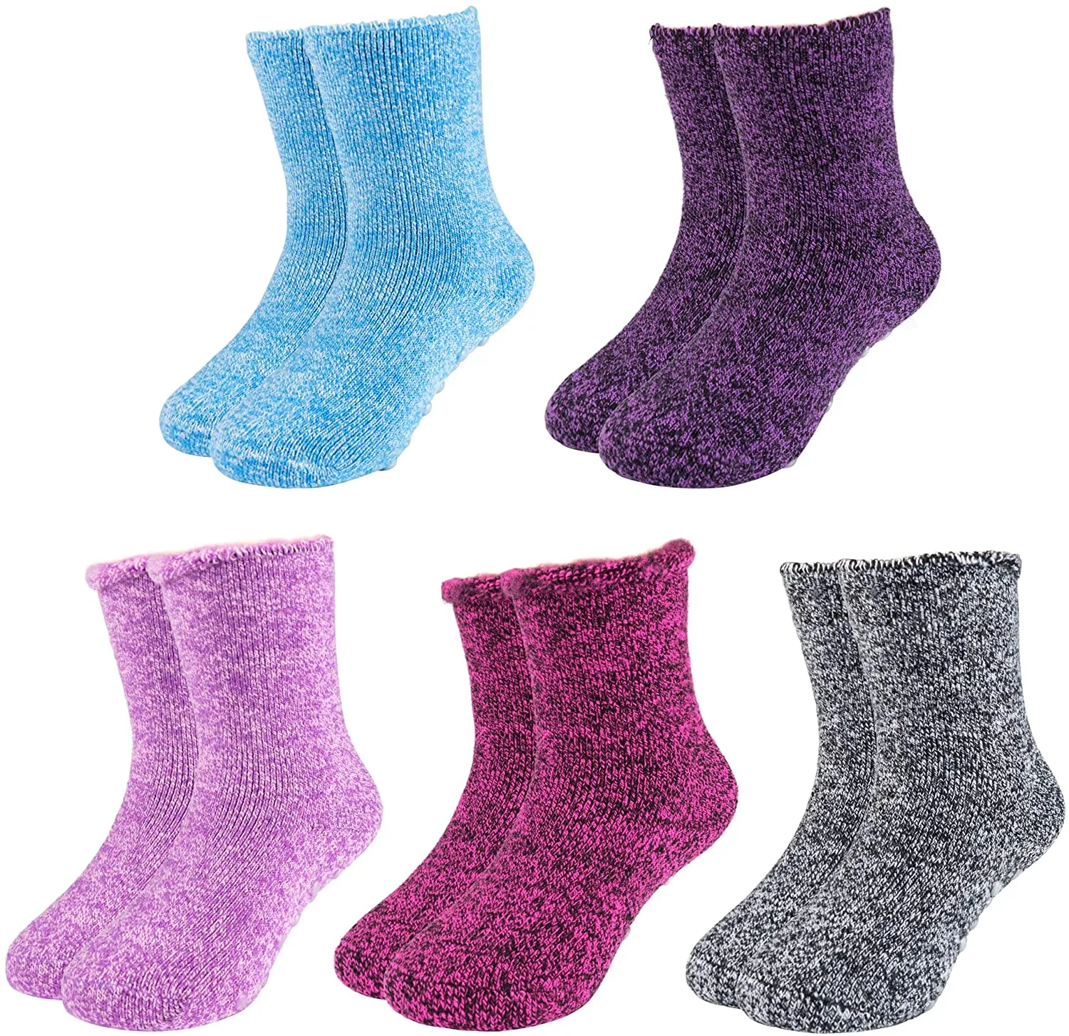 Hot Feet Toddler Girls 5pk Crew Thermal Socks w/Soft Thick Brushing Inside