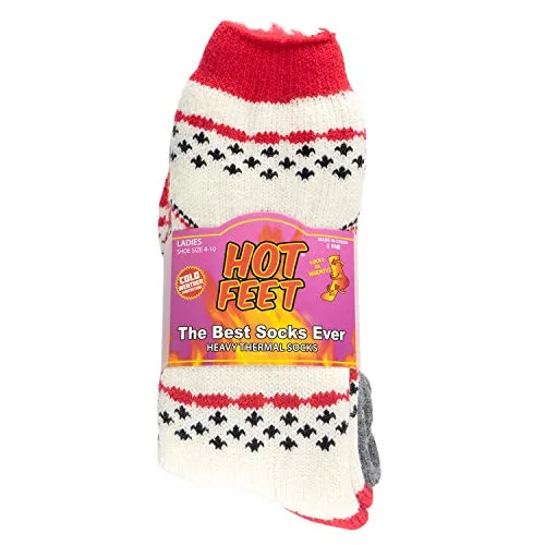 Hot Feet Toddler Girls 5pk Crew Thermal Socks w/Soft Thick Brushing Inside