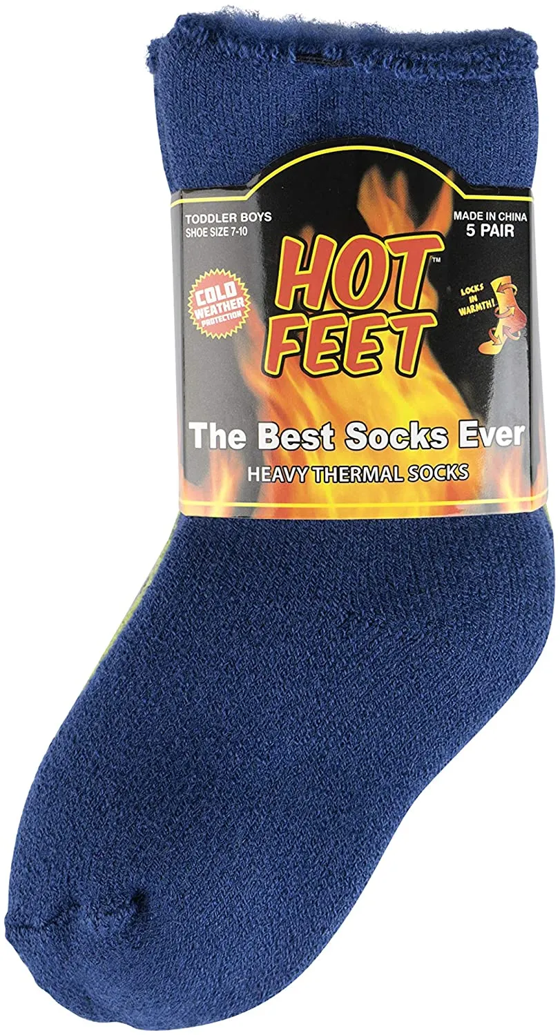 Hot Feet Toddler Girls 5pk Crew Thermal Socks w/Soft Thick Brushing Inside
