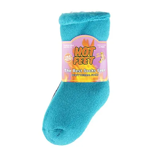 Hot Feet Toddler Girls 5pk Crew Thermal Socks w/Soft Thick Brushing Inside