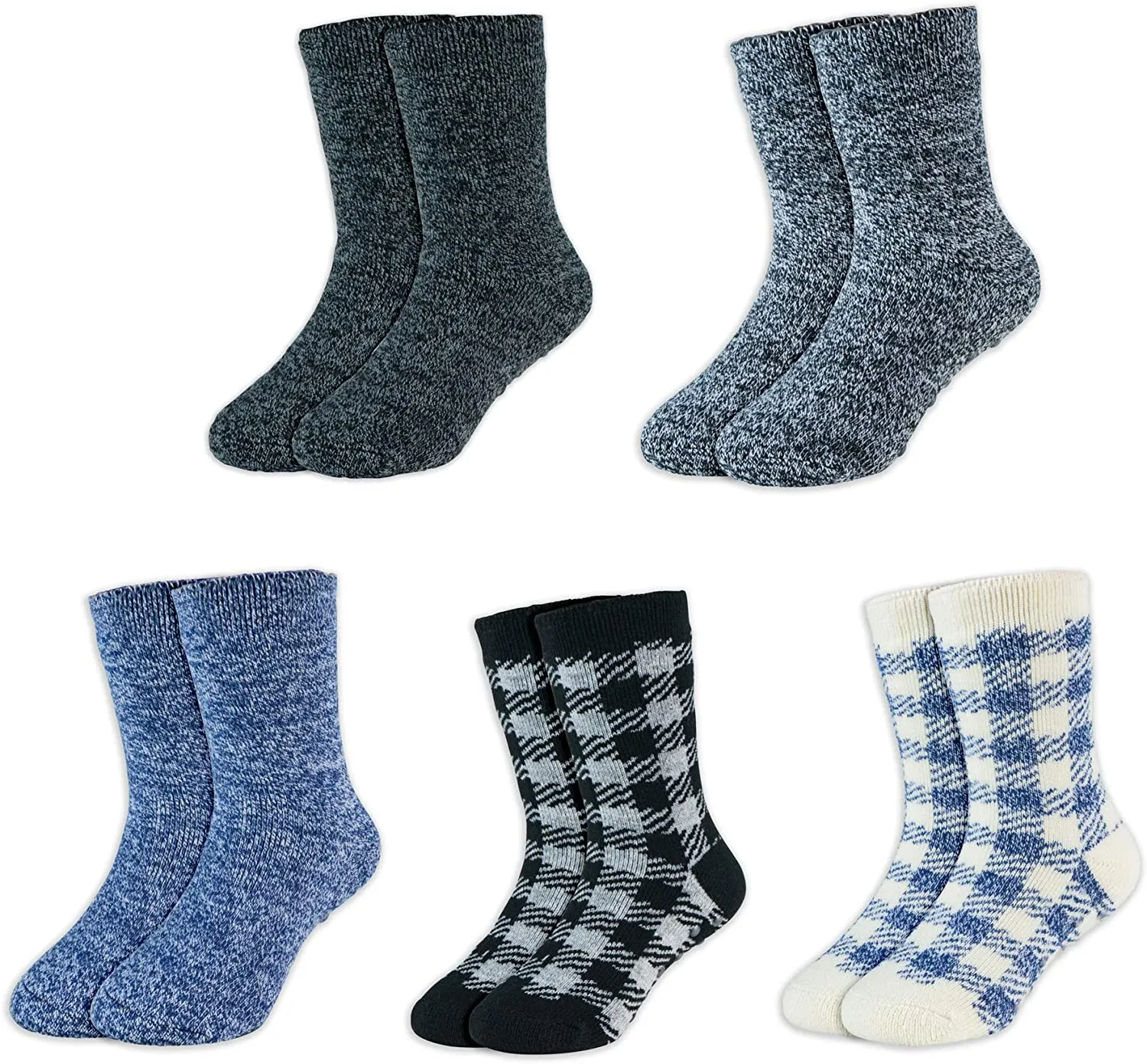 Hot Feet Toddler Girls 5pk Crew Thermal Socks w/Soft Thick Brushing Inside