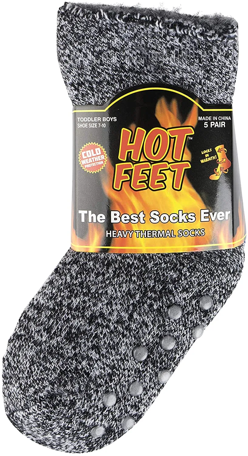 Hot Feet Toddler Girls 5pk Crew Thermal Socks w/Soft Thick Brushing Inside