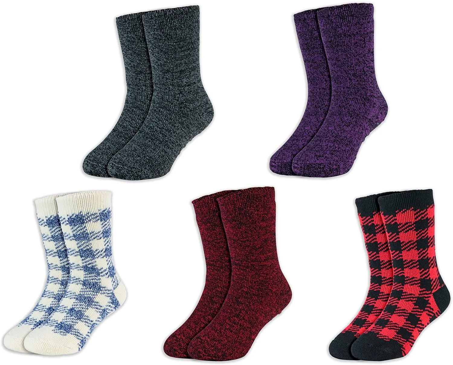 Hot Feet Toddler Girls 5pk Crew Thermal Socks w/Soft Thick Brushing Inside