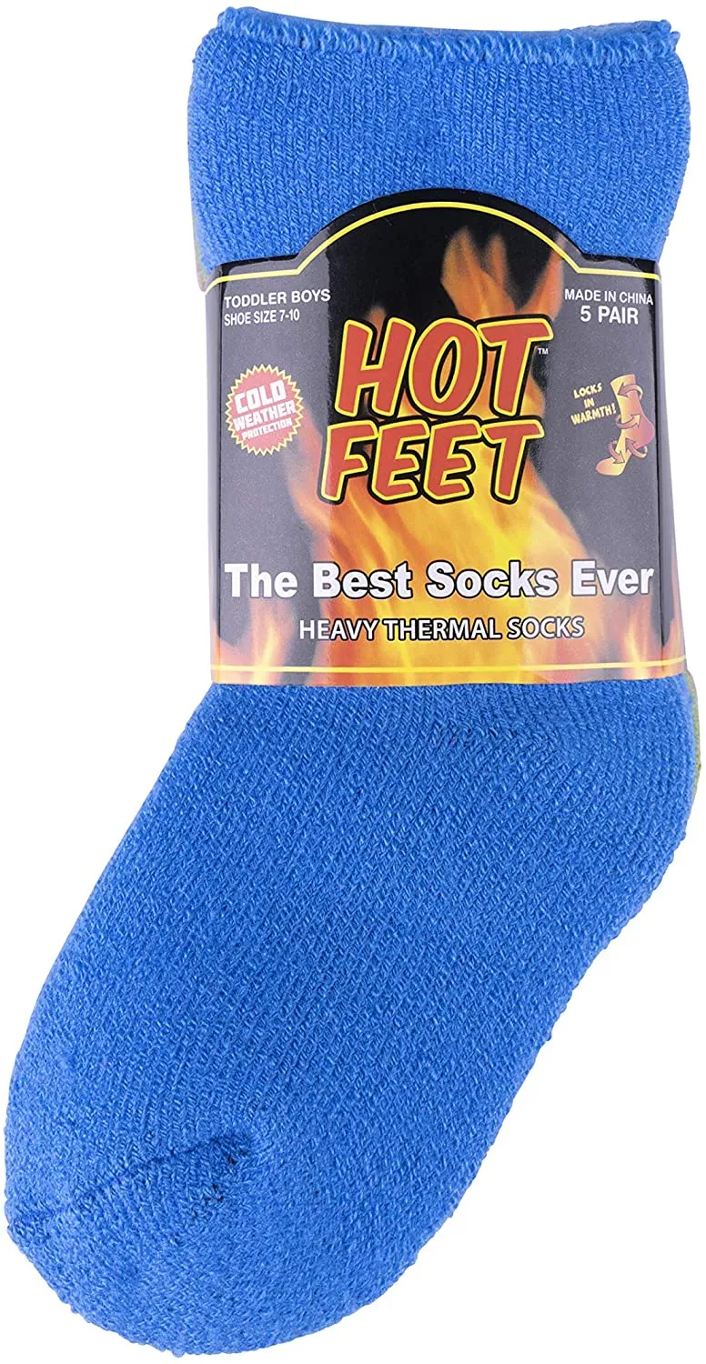 Hot Feet Toddler Girls 5pk Crew Thermal Socks w/Soft Thick Brushing Inside