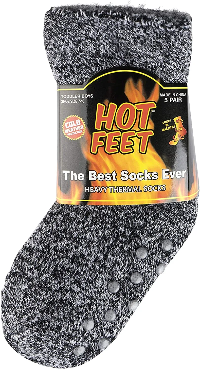 Hot Feet Toddler Girls 5pk Crew Thermal Socks w/Soft Thick Brushing Inside