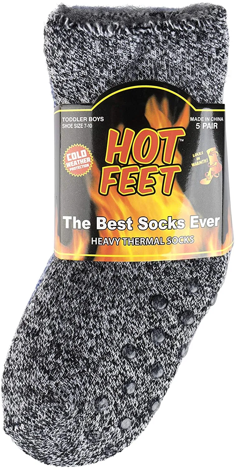 Hot Feet Toddler Girls 5pk Crew Thermal Socks w/Soft Thick Brushing Inside