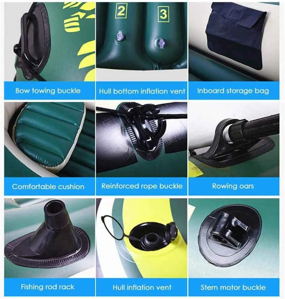 Inflatable Kayak Boat, Touring Kayak Canoe Boat Set, 3 Person Rafting Fishing Dinghy with Paddles and Air Pump,3-Person Boat