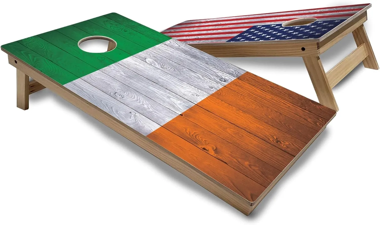 Ireland & USA Flag Regulation 2x4 Corn Hole Board Game Set - Includes Boards, Bags & More