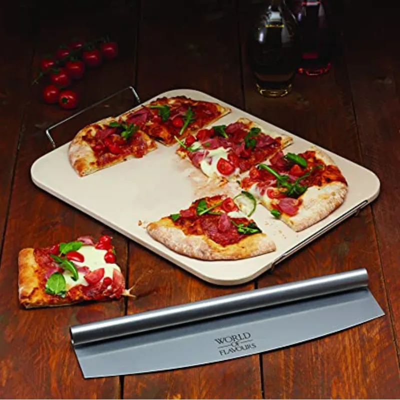 Kitchen Craft Pizza Stone Rectangular Set 37 x 30cm