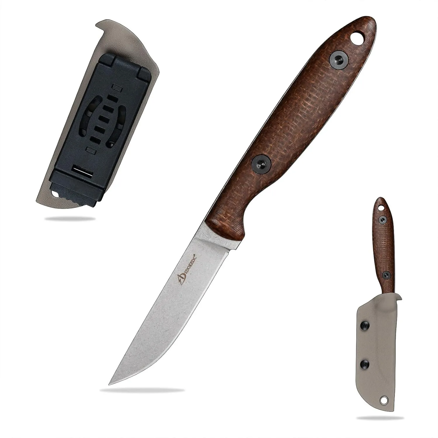 Knives DC53 Steel Tactical Fixed Blade Knife with kydex sheath for Men EDC Outdoor Camping Survival Hunting (White Micarta Handle)