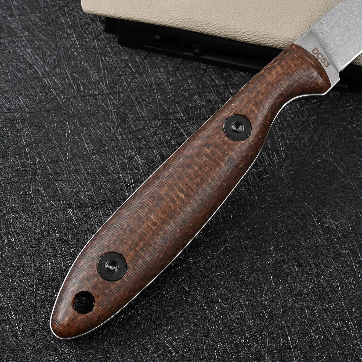 Knives DC53 Steel Tactical Fixed Blade Knife with kydex sheath for Men EDC Outdoor Camping Survival Hunting (White Micarta Handle)
