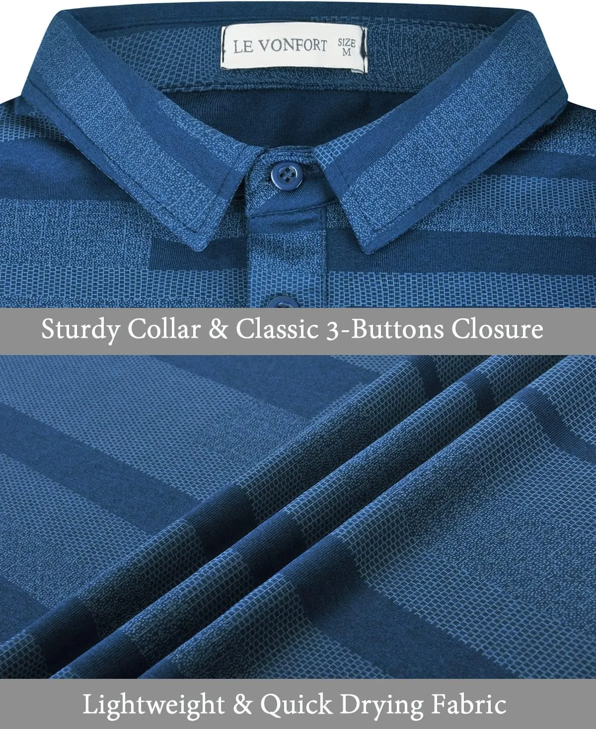 Long Sleeve Polo Shirts for Men Casual Dress Polo Tee Shirts Lightweight Quick Dry Collared Golf Shirt