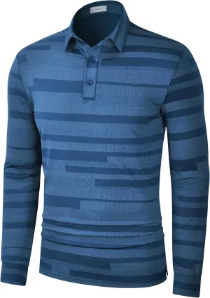 Long Sleeve Polo Shirts for Men Casual Dress Polo Tee Shirts Lightweight Quick Dry Collared Golf Shirt