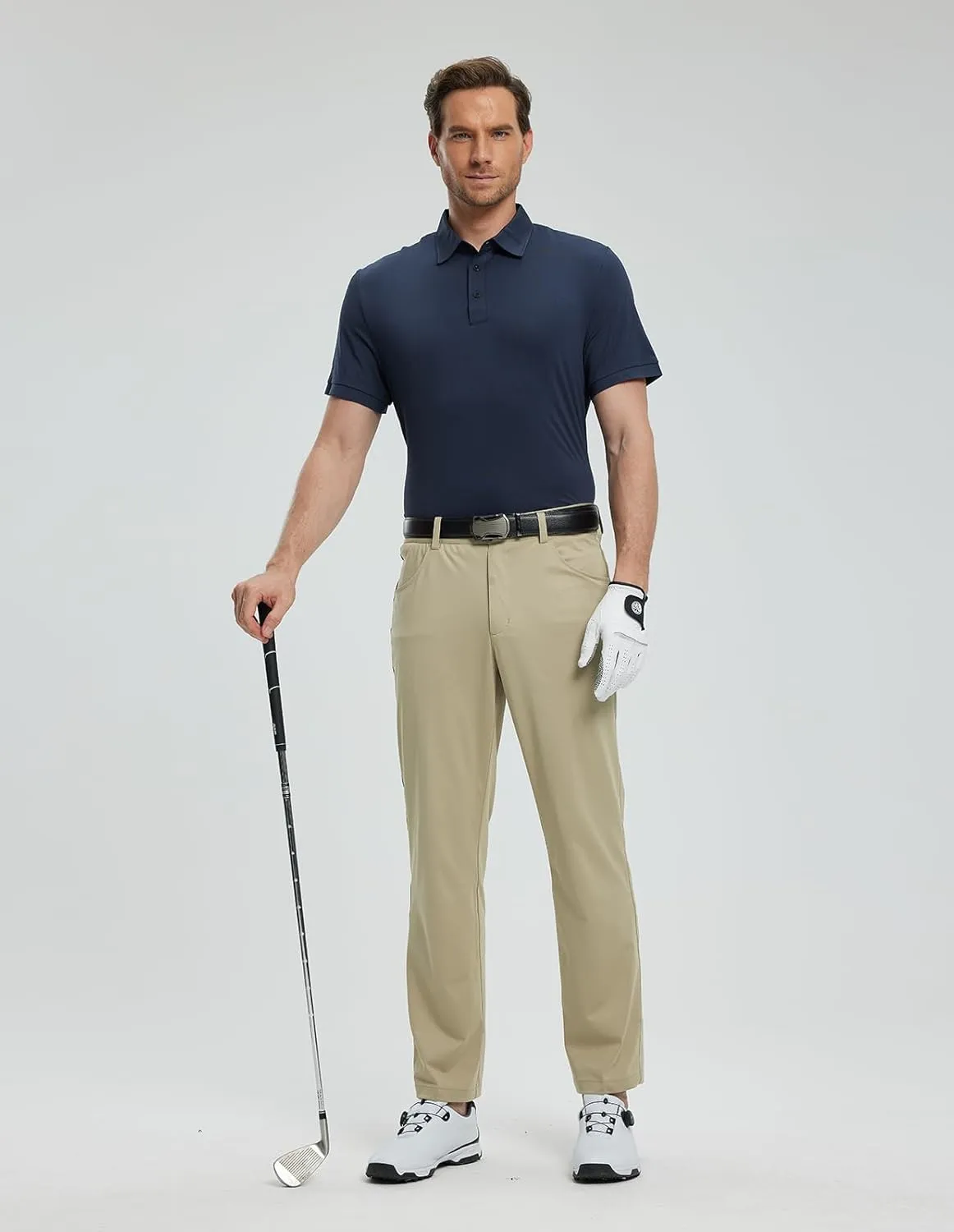 Men's Lightweight Golf Polo Shirt, Stretch Quick Dry Solid Tennis Shirt, Moisture Wicking Short Sleeve Dry Fit