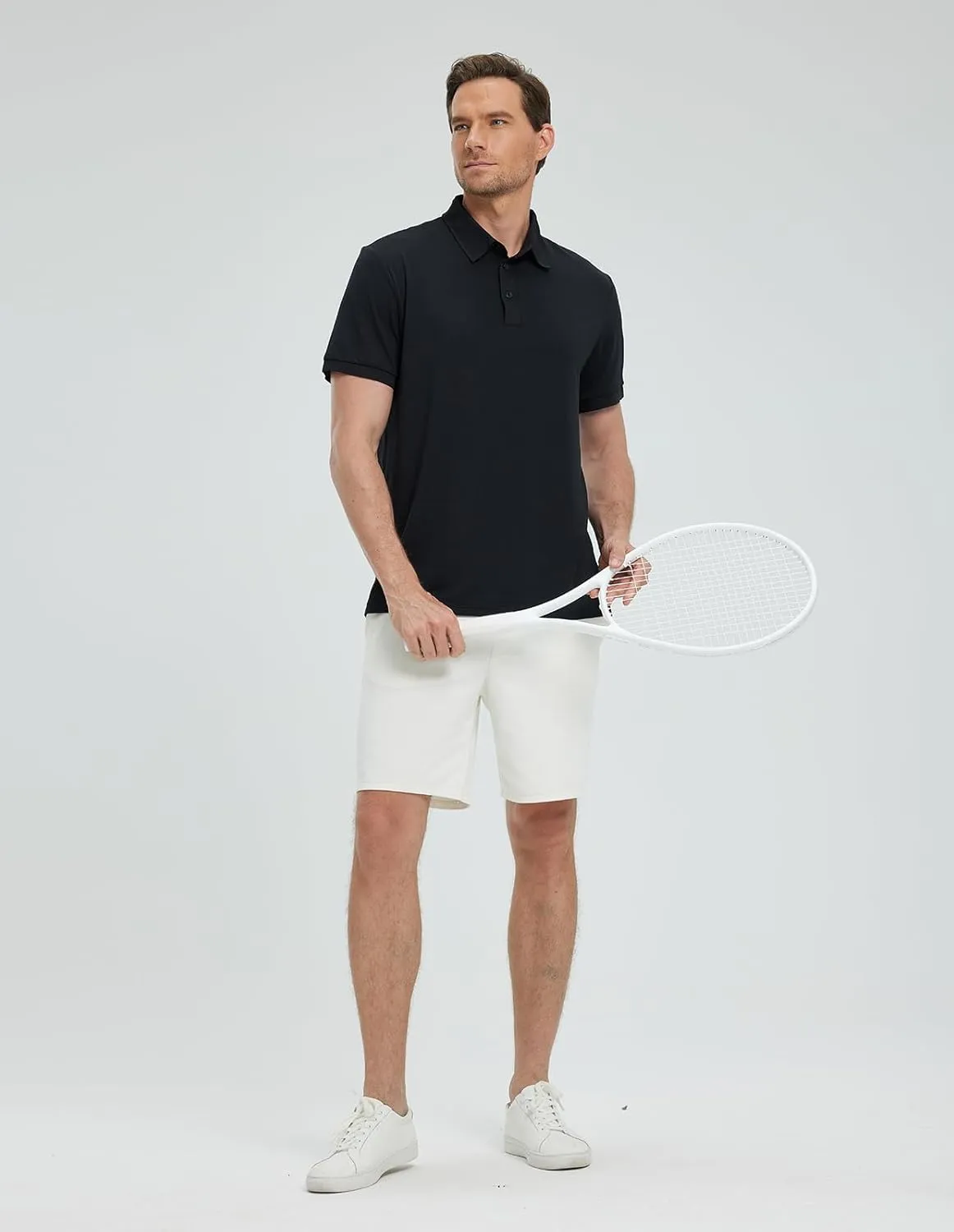 Men's Lightweight Golf Polo Shirt, Stretch Quick Dry Solid Tennis Shirt, Moisture Wicking Short Sleeve Dry Fit