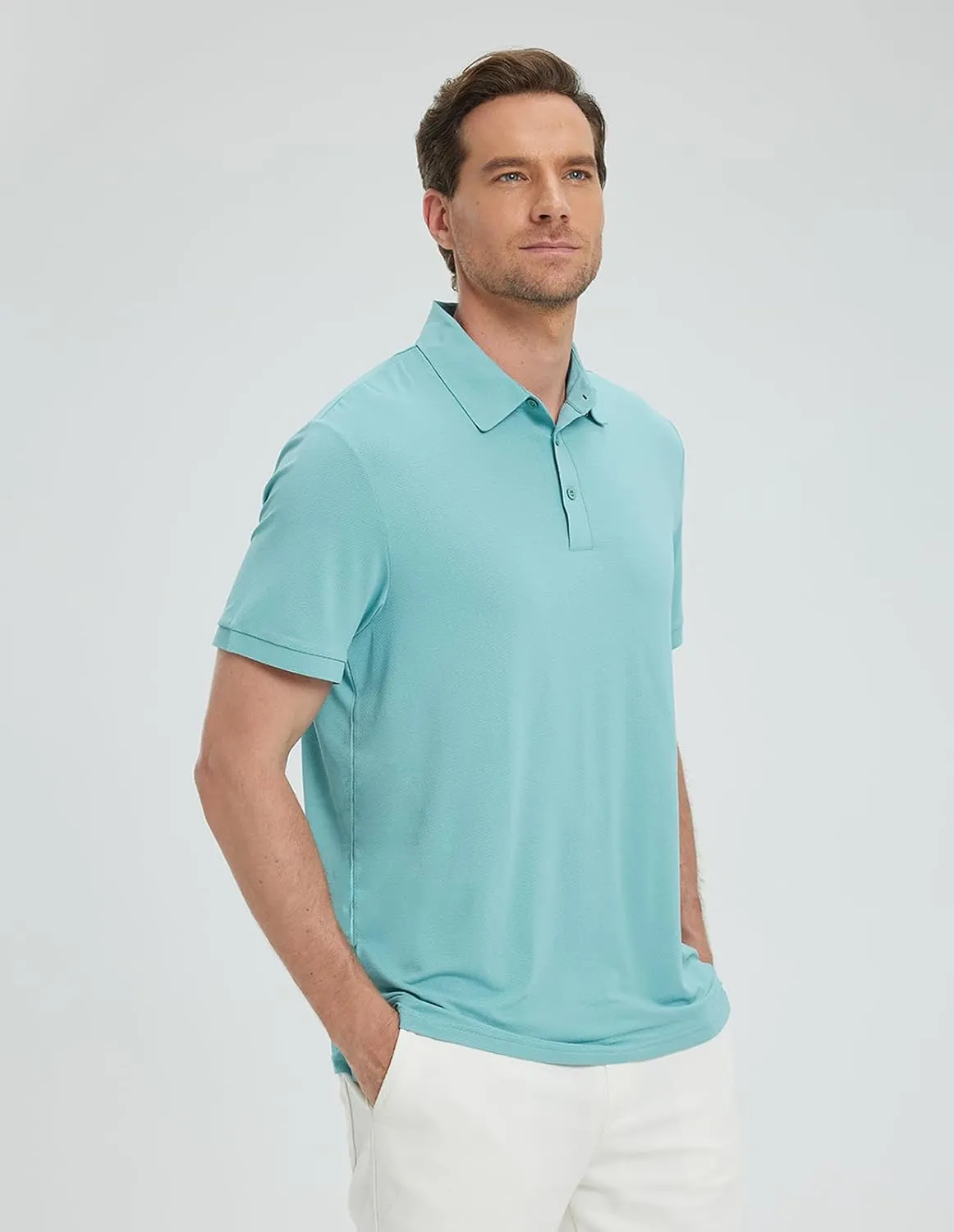 Men's Lightweight Golf Polo Shirt, Stretch Quick Dry Solid Tennis Shirt, Moisture Wicking Short Sleeve Dry Fit