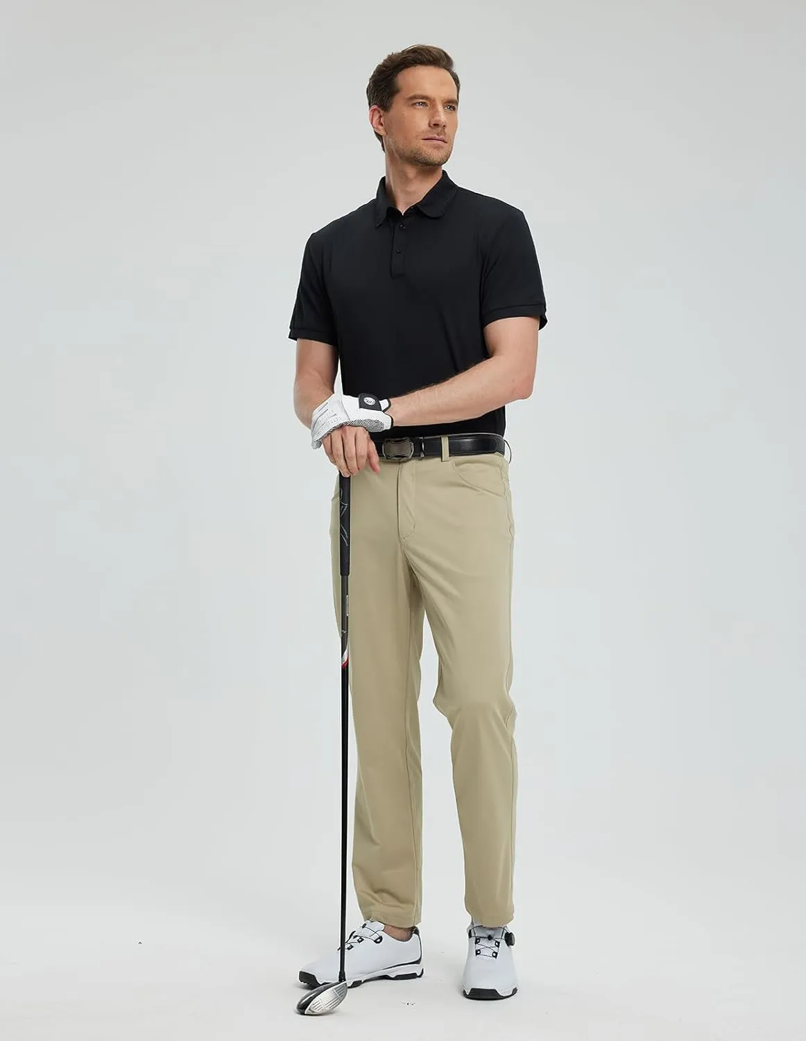 Men's Lightweight Golf Polo Shirt, Stretch Quick Dry Solid Tennis Shirt, Moisture Wicking Short Sleeve Dry Fit