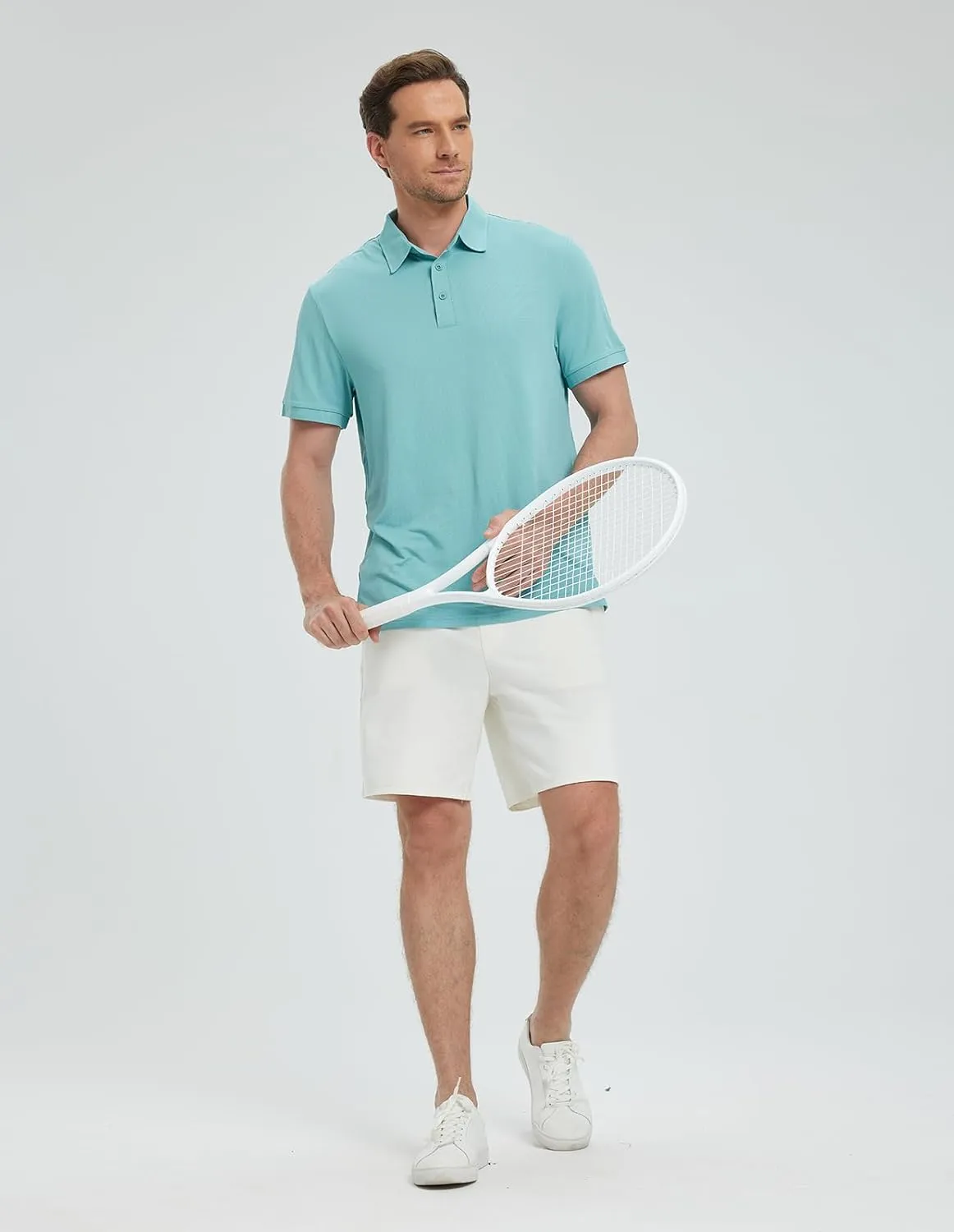 Men's Lightweight Golf Polo Shirt, Stretch Quick Dry Solid Tennis Shirt, Moisture Wicking Short Sleeve Dry Fit