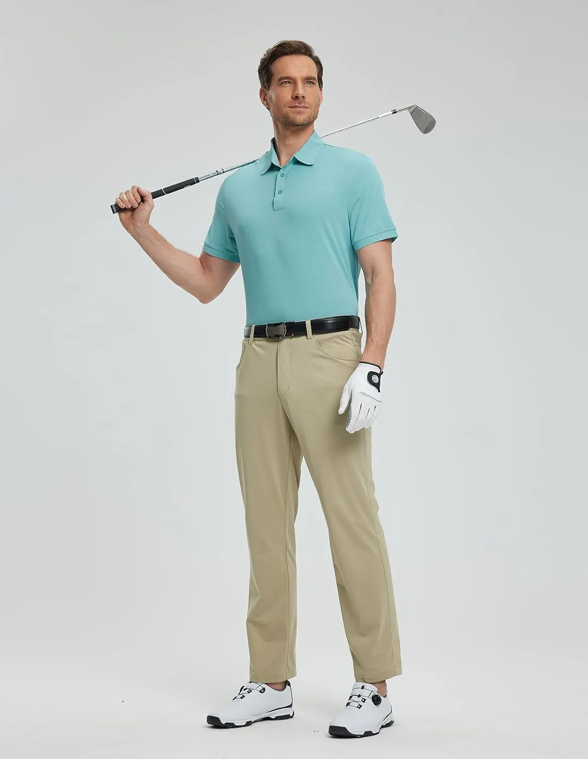 Men's Lightweight Golf Polo Shirt, Stretch Quick Dry Solid Tennis Shirt, Moisture Wicking Short Sleeve Dry Fit