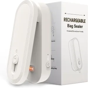 Mini Bag Sealer and Cutter, 1800mAh Rechargeable Chip Bag Sealer Handheld Heat Seal, 3 Heat Modes, Magnetic & Hanging Design, Portable Bag Sealing Machine for Heavy Duty Thick Plastic Snack Cookie Bag