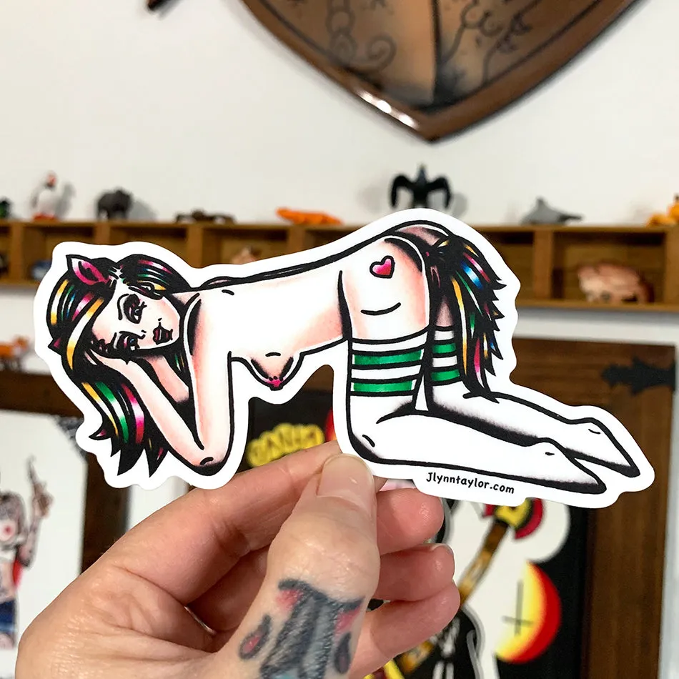 Naughty Pony Pinup Sticker