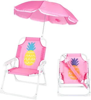 PLULON Kids Beach Chair with Umbrella - Folding Lawn & Camping Chair with Summer Shade for Beach, Pool, Travel & Outdoor (for 1-5 Years Old)