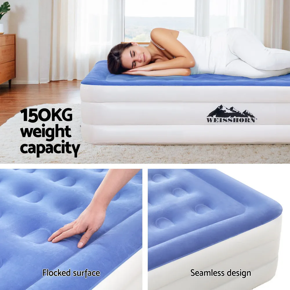 Rapid Inflate Single Air Mattress, Flocked Surface - Weisshorn