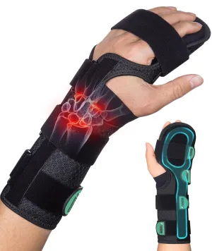 Resting Hand Splint for Stroke Recovery & Carpal Tunnel Relief - Night Immobilizer with Removable Splints, Finger Contractures, Arthritis & Tendonitis - Adjustable Wrist Support Brace for Men & Women