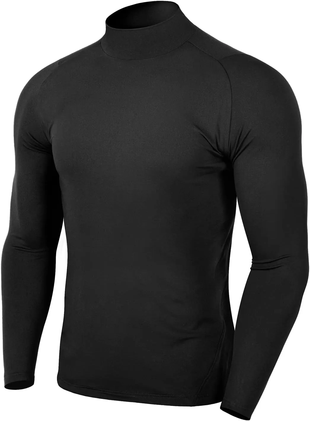 Zengjo Mens Mock Neck Long Sleeve Light Compression Shirts for Workout Running Thermal Athletic Baselayer Top