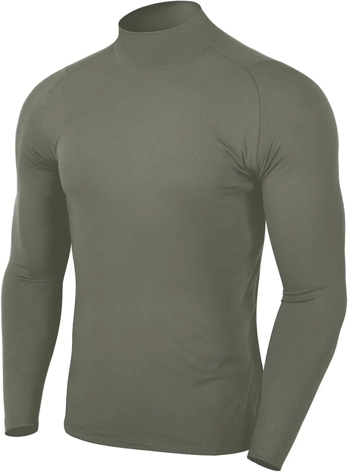 Zengjo Mens Mock Neck Long Sleeve Light Compression Shirts for Workout Running Thermal Athletic Baselayer Top